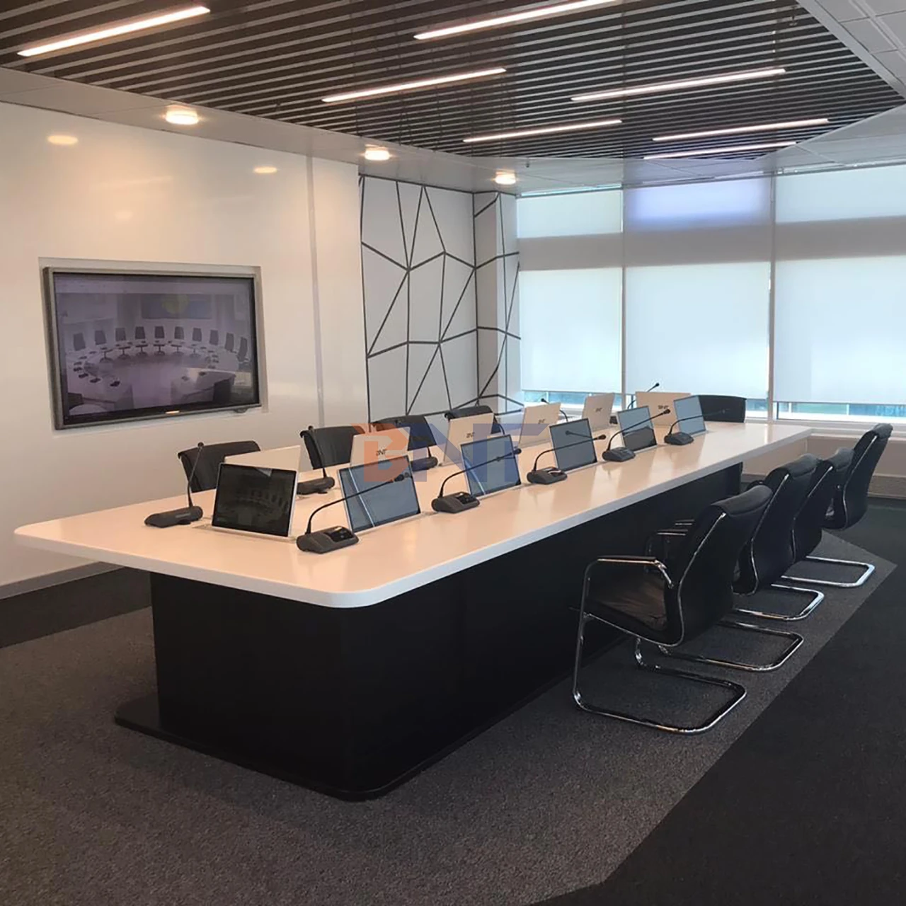 BNT Motorized Pop-Up LCD Monitor Lift 15.6/17.3/18.4/21.5 Inch for Video Conference Av System for Conference Table Top