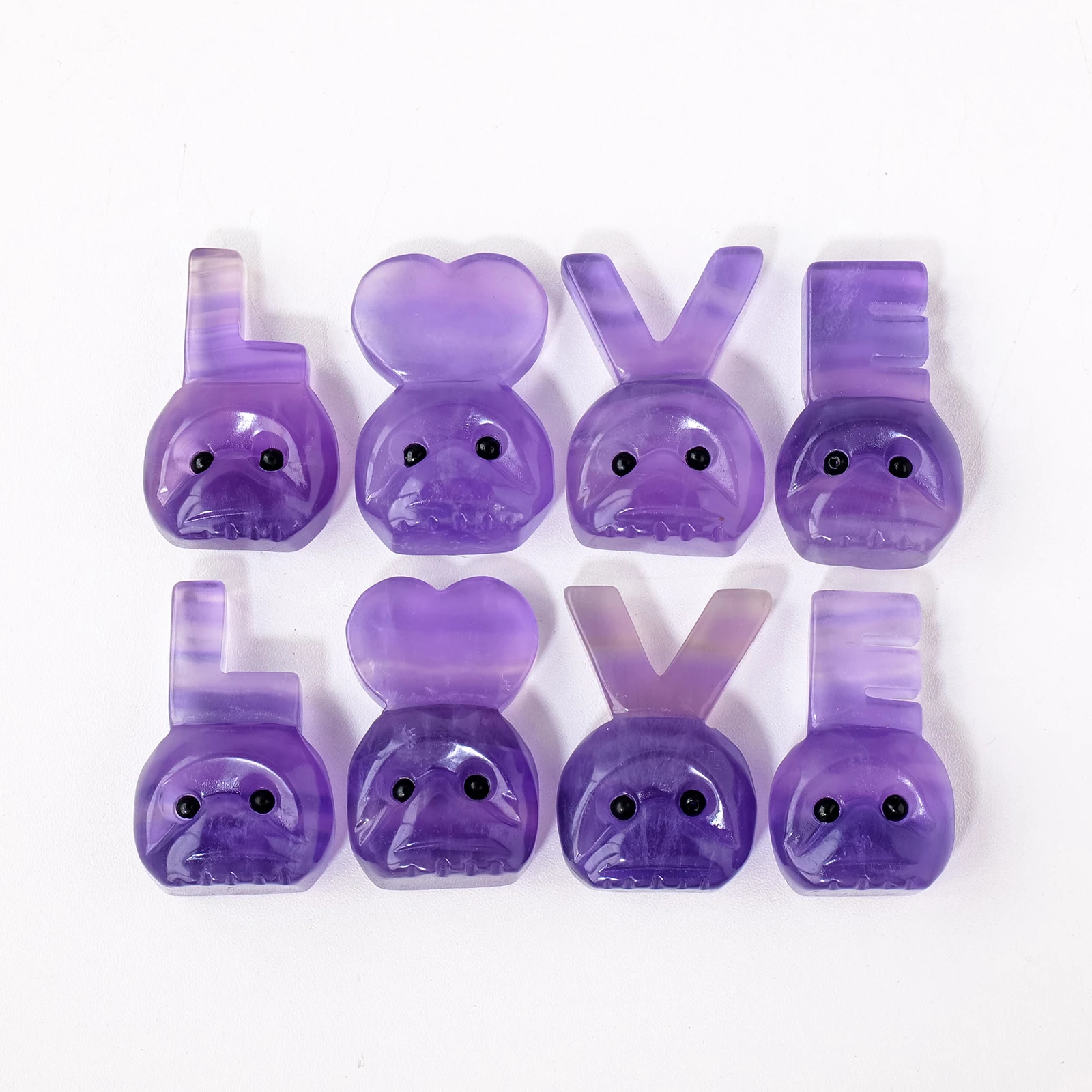 Wholesale Natural Spiritual Healing Crystal DIY purple fluorite carving LOVE letters accompany crystal crafts home decor