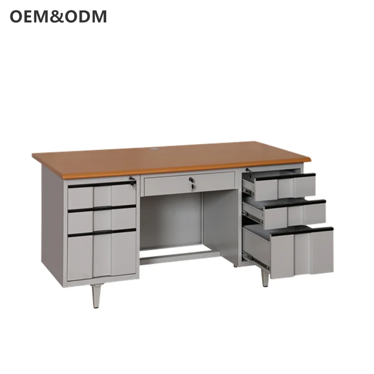 Modern Design Knock-down Steel Metal Office Table Furniture Computer Metal Office Desk with Drawers