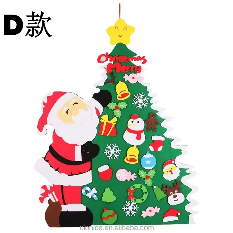 Nice Hot Selling Christmas Decoration Wall Stickers With Three-Dimensional Fur Felt Christmas Tree Diy Handmade Toy
