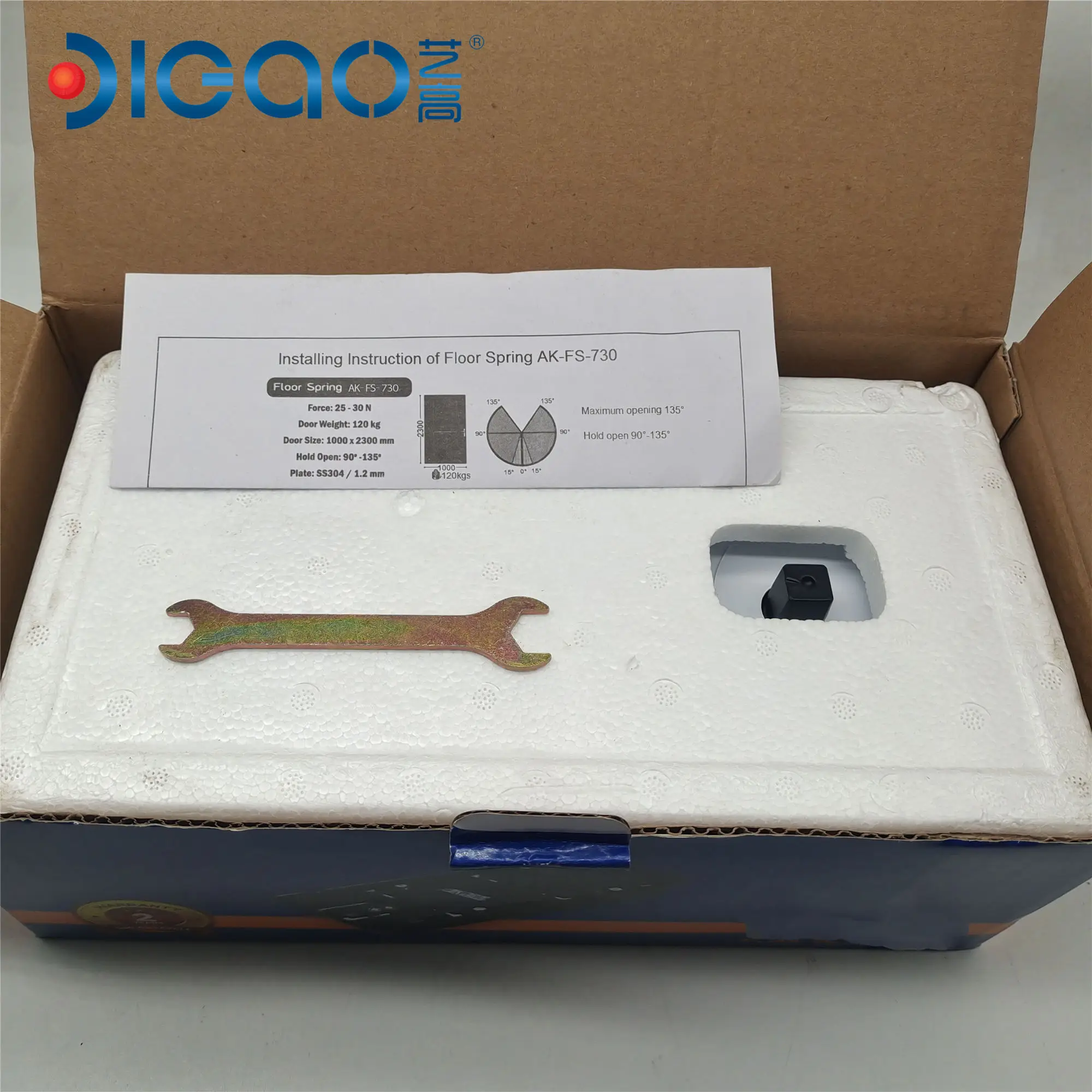 YG-730  double action glass door hydraulic floor hinge 180 degree door closer