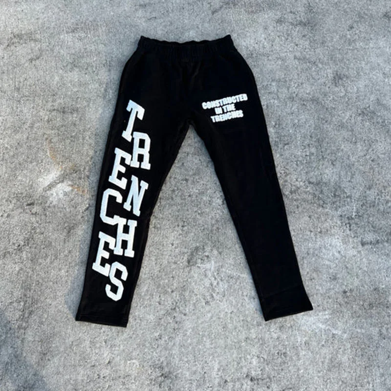 Custom Logo Streetwear Silk screen printing Unisex Sweat Pants Factory 100% cotton Custom Puff Print Sweatpants