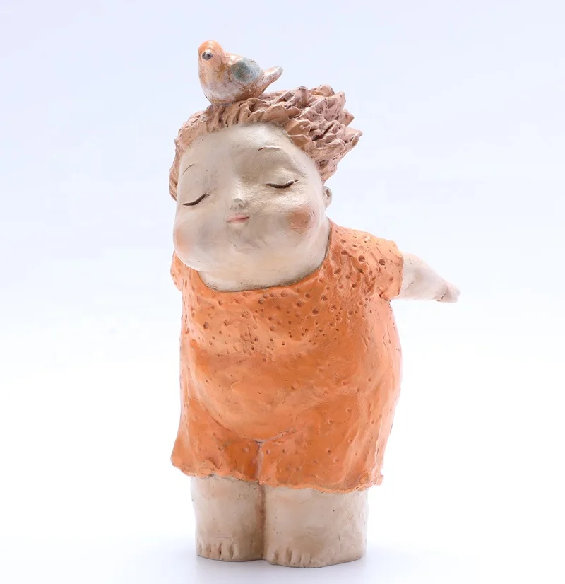 
BIRD fatty Lady Statue Yoga Sculpture Figurine standing Home Decoration Gift Arts Crafts Hand Painted Woman resin 