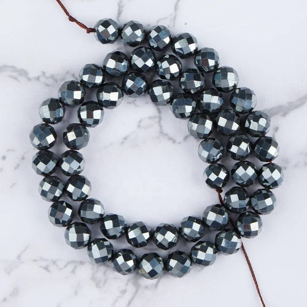 Wholesale Natural Shiny Hematite 2-10mm Faceted Beads Healing Crystal Loose Gemstones Beads for Jewelry Making Lapis Moonstone