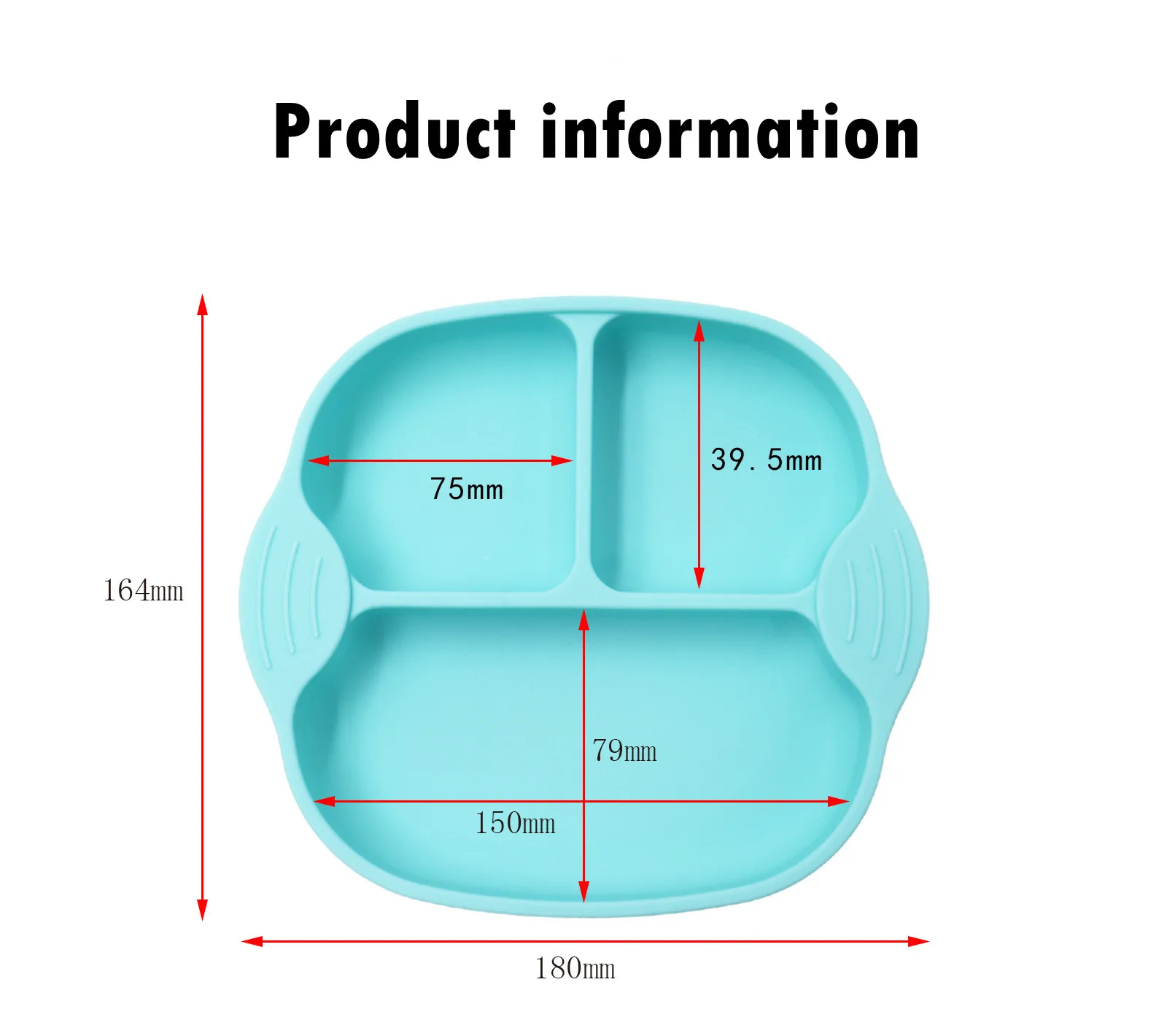 Amazon hot sellings Square Silikon forms kids dinner Dividing  plate for Baby Food Feeder