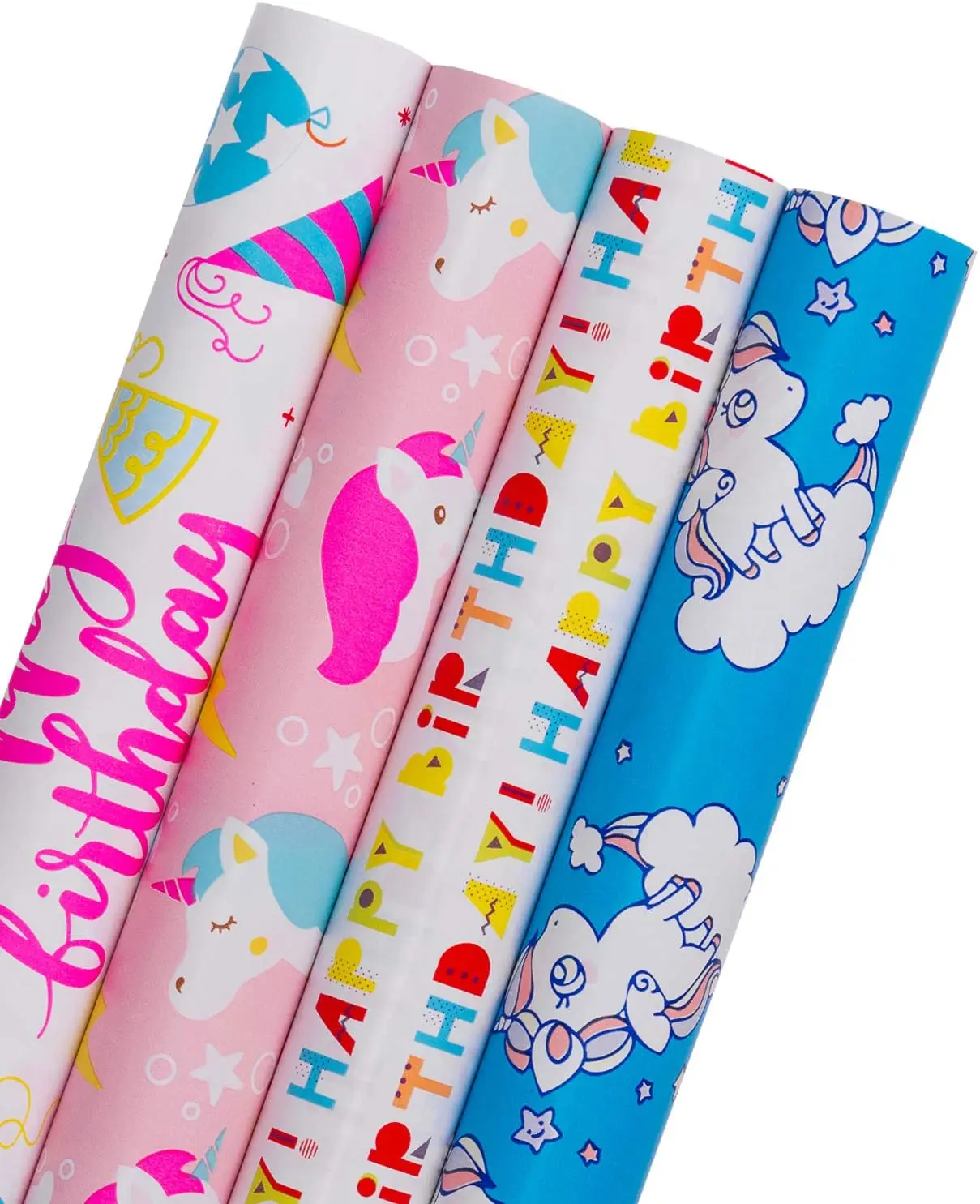 Vietnam free sample Rainbow Pony Party Time with Cut Lines Printed baby shower Birthday Wrapping Paper