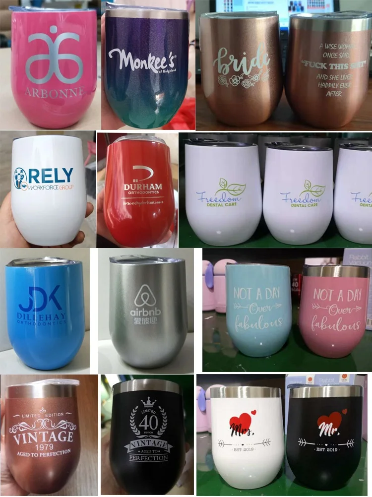 2 Set 12oz Amazon Hot Selling Insulated Cup Stainless Steel Gift Wine Tumbler Double Wall Glasses With lids