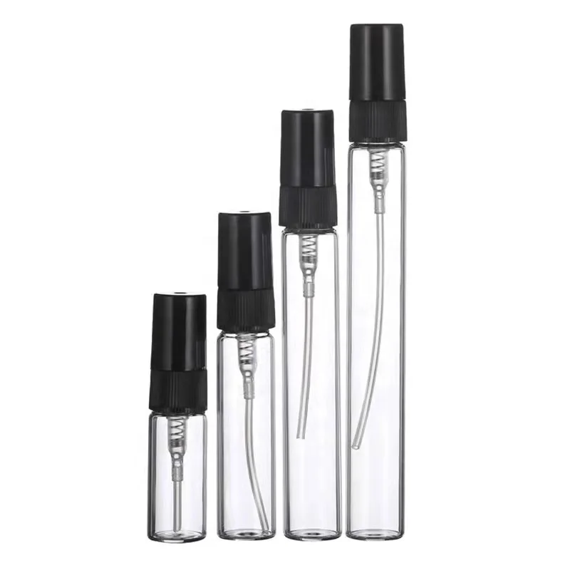 Factory direct wholesale Guangzhou 3ML5ML10ML20ml Spiral mouth press pump gold black lid  glass spray bottle perfume