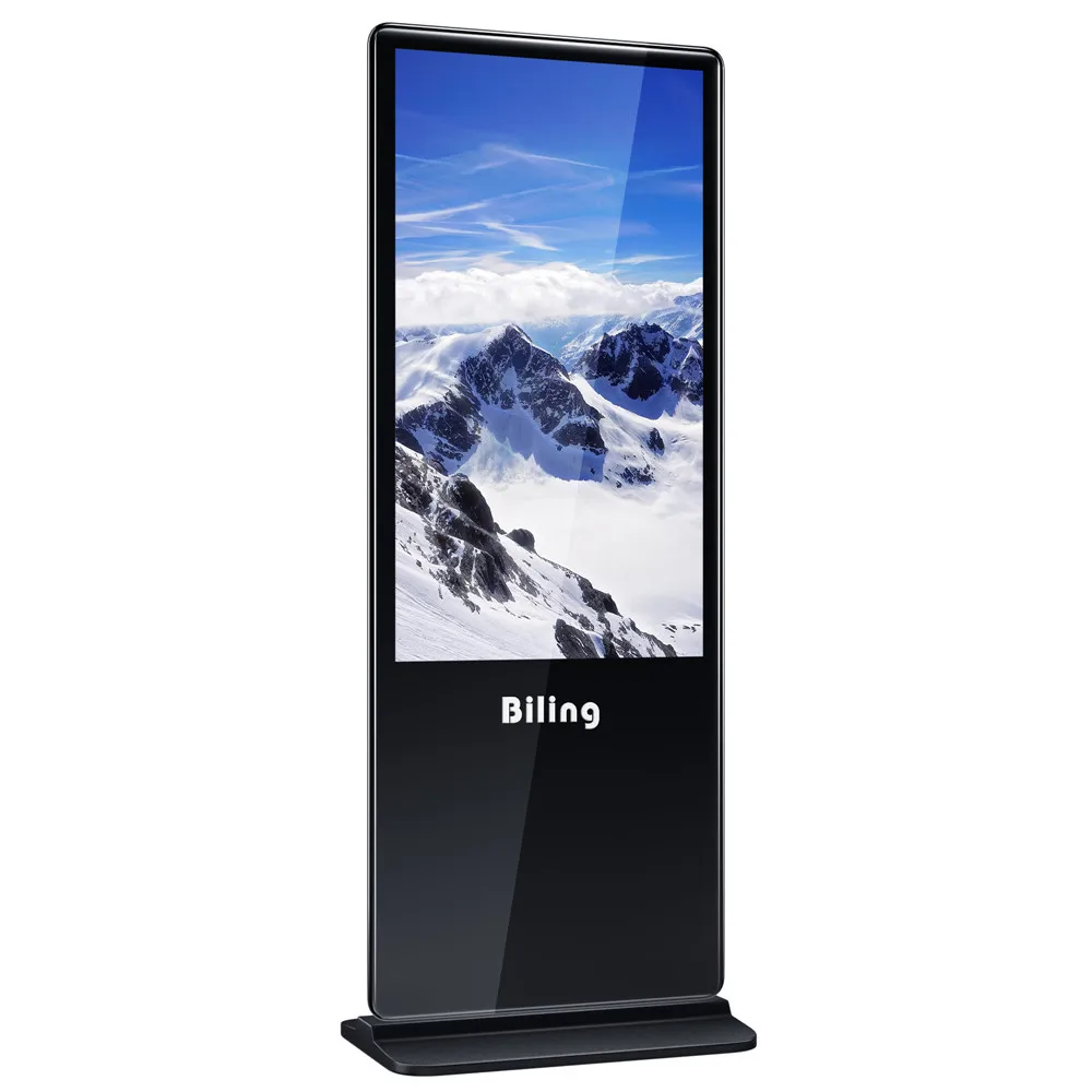 50 inch round edges double side anti glare glass silver base led commercial advertising display screen advertisingleddisplayp