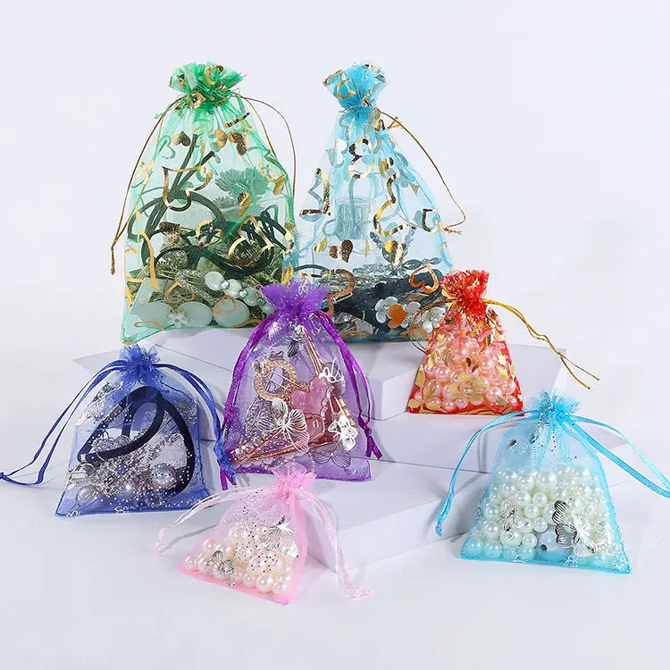 Custom Parfum Organza Bags For Rubine Cosmetic Gift Bags Hot Stamping Small Drawstring Bags Jewelry