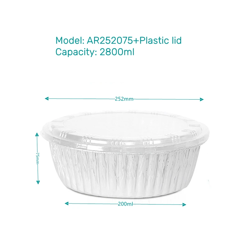 BGI 2800ml round  Convenient Heat Resistant Round Foil Plates/ Pie Pan Tray Pizza Aluminium Plate Disposable Baking Recycle