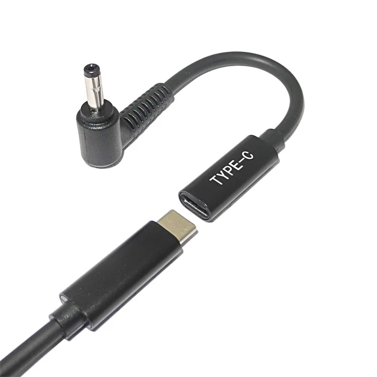 USB Type C Female to 90 Degree Right Angle DC Connector Adapter PD Charging Power Supply Charger Converter Cable for Laptop