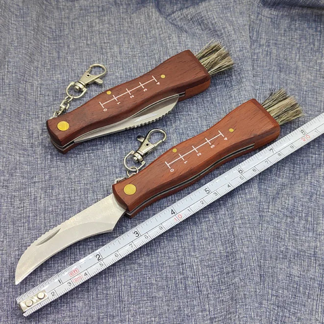 Hand Tools Straight Rosewood Blade Mini Portable Pick With Brush Grafting Gardening Knives Mushroom Knife