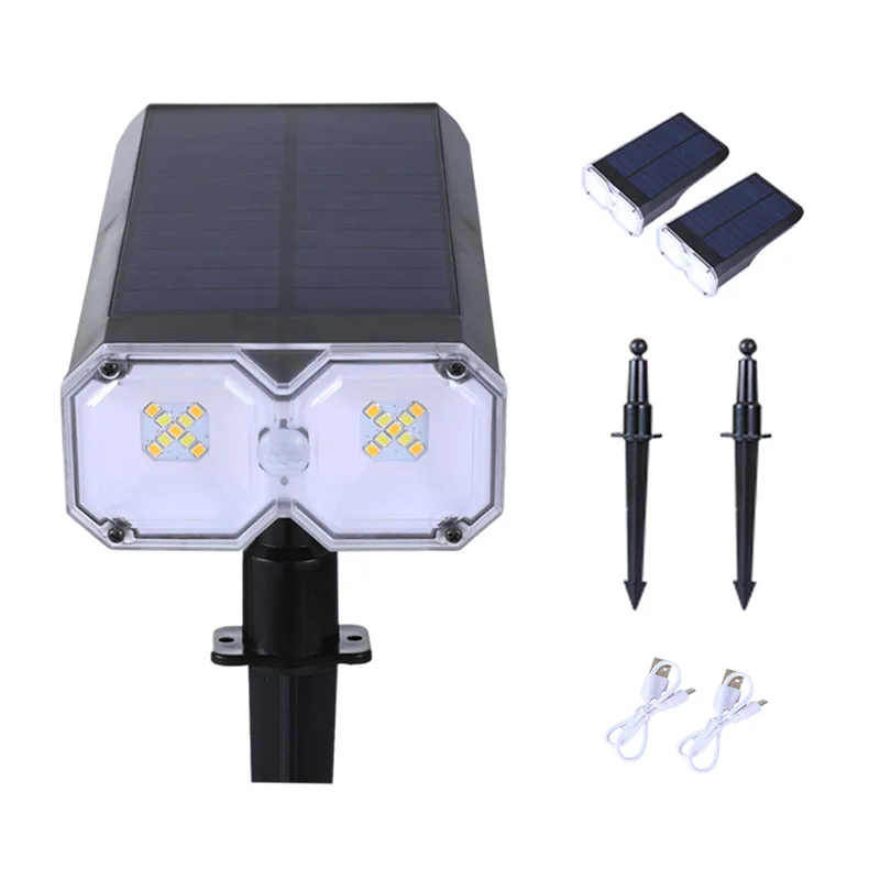 Solar Spot Lights Outdoor IP65 Waterproof 18 LEDs Solar Landscape Spotlights USB Solar Powered Wall Lights Dark Sensing Auto