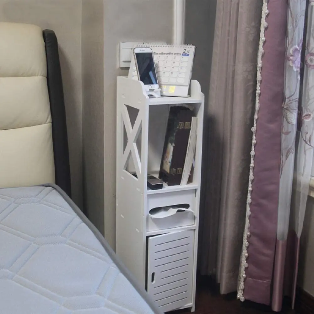 Bathroom Storage Floor Standing Waterproof Cabinet White Robust Bathroom Furniture Toilet Shelf Bathroom Organizer Tall Cupboard