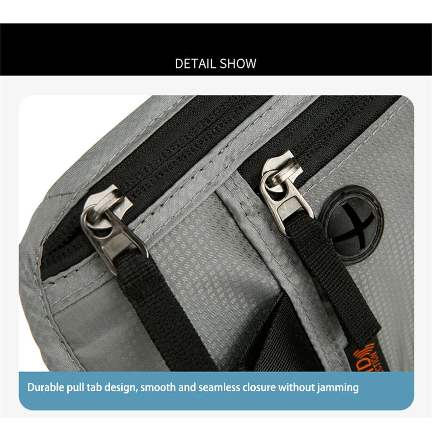 Unisex RFID Blocking Slim Wallet Pouch Travel Money Waist Belt Fanny Pack with Phone and Passport Holder for Men and Women