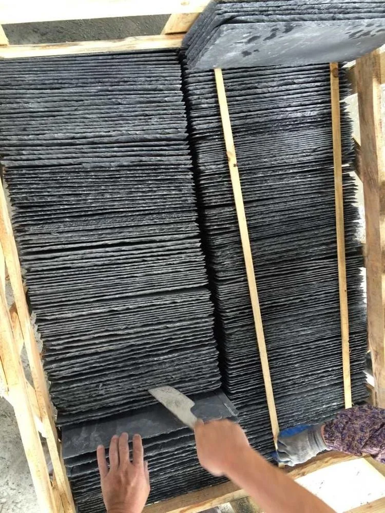 Black stone slate roof tile