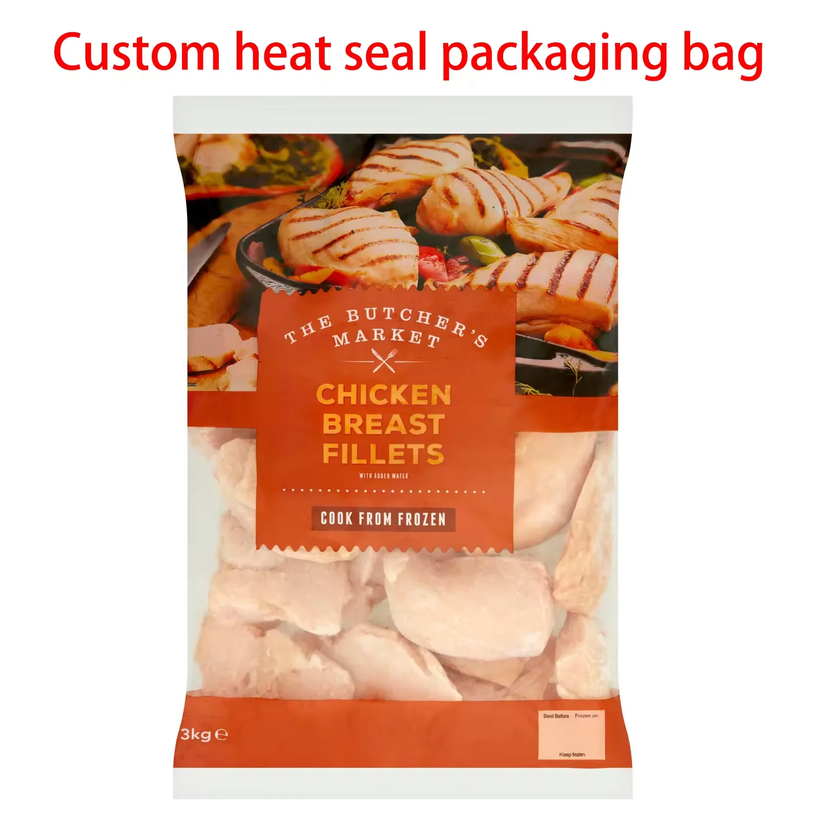 Heat Seal Gravure Printing Meat Dumplings Seafood Potato Frozen French Fries Bags Vegetable Frozen Chicken Packaging
