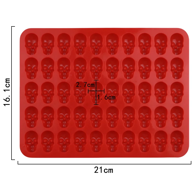 1187 factory free sample 50 hole gummy skeleton skull shape silicon resin mold, silicon chocolate moulds silicone ice cube tray
