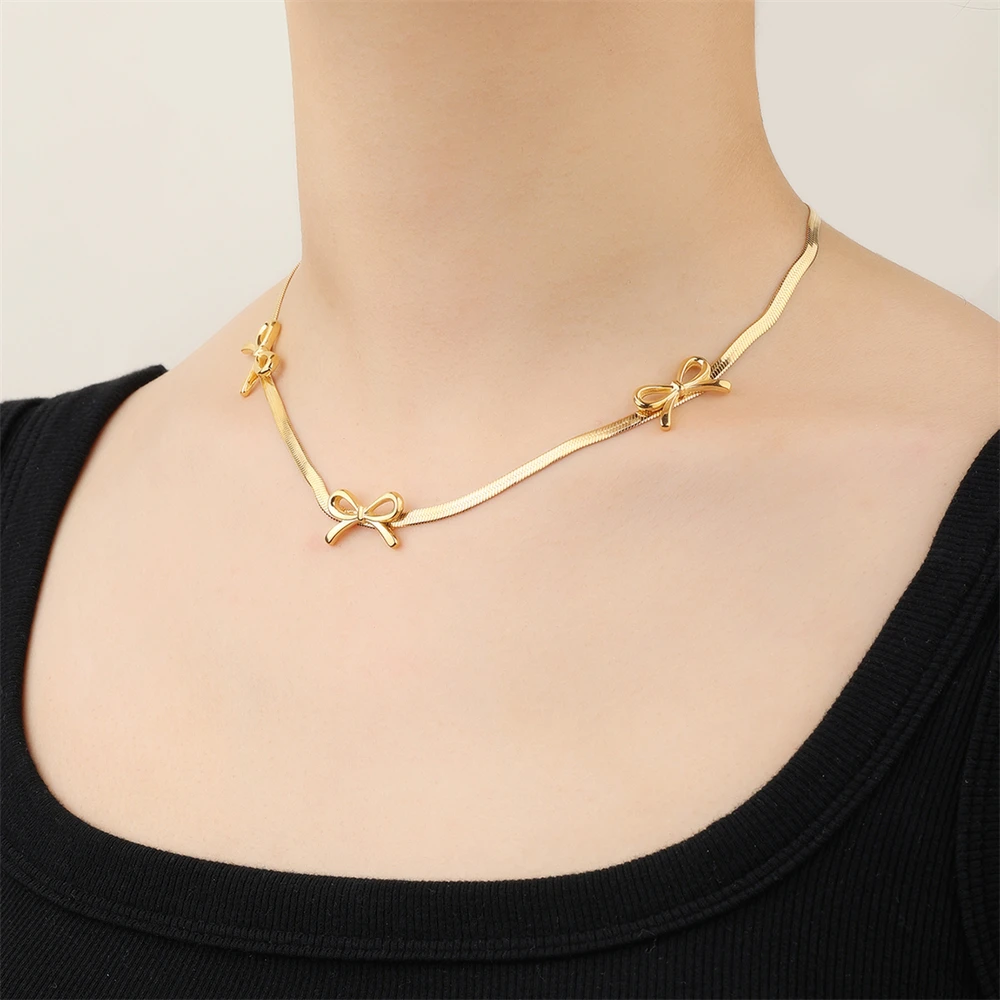 ladies new stylish stainless steel snake chain butterfly pendant necklaces jewelry