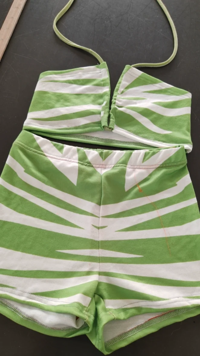 X13966C Women print Two Piece Set halter Vest+tight shorts Skinny Stretch Matching Outfits