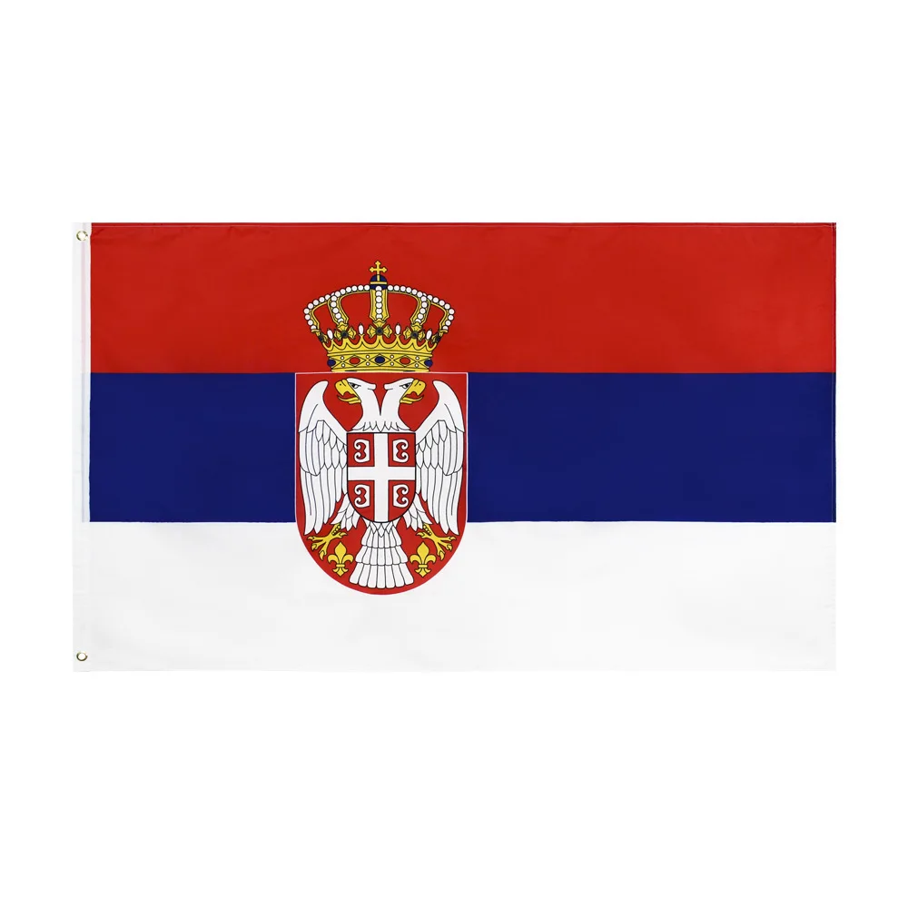 High Quality wholesale Country National 68D Polyester Serbia Serbian Big Hand Hold Car Flag For Sports Events