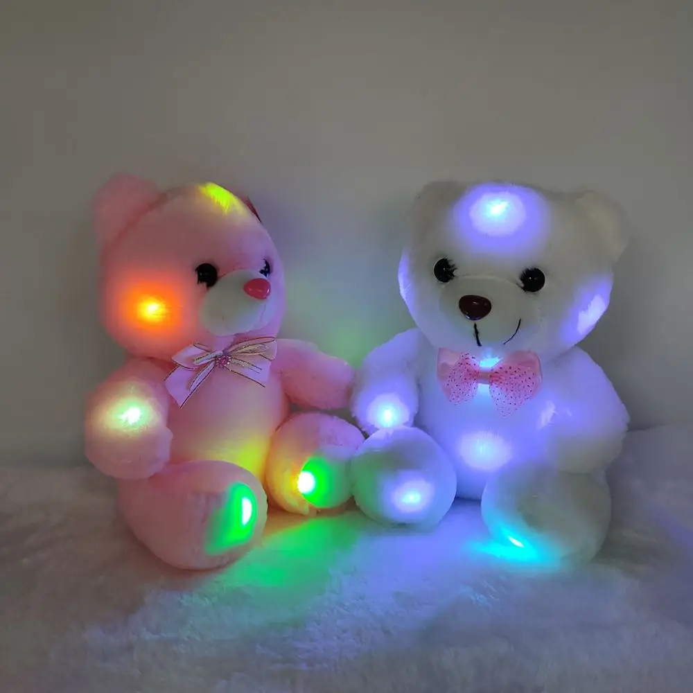 Hot Sale Valentines Day Colorful Glowing Teddy Bear Stuffed Plush LED Light Up Lighting Teddy Bear Soft Toys