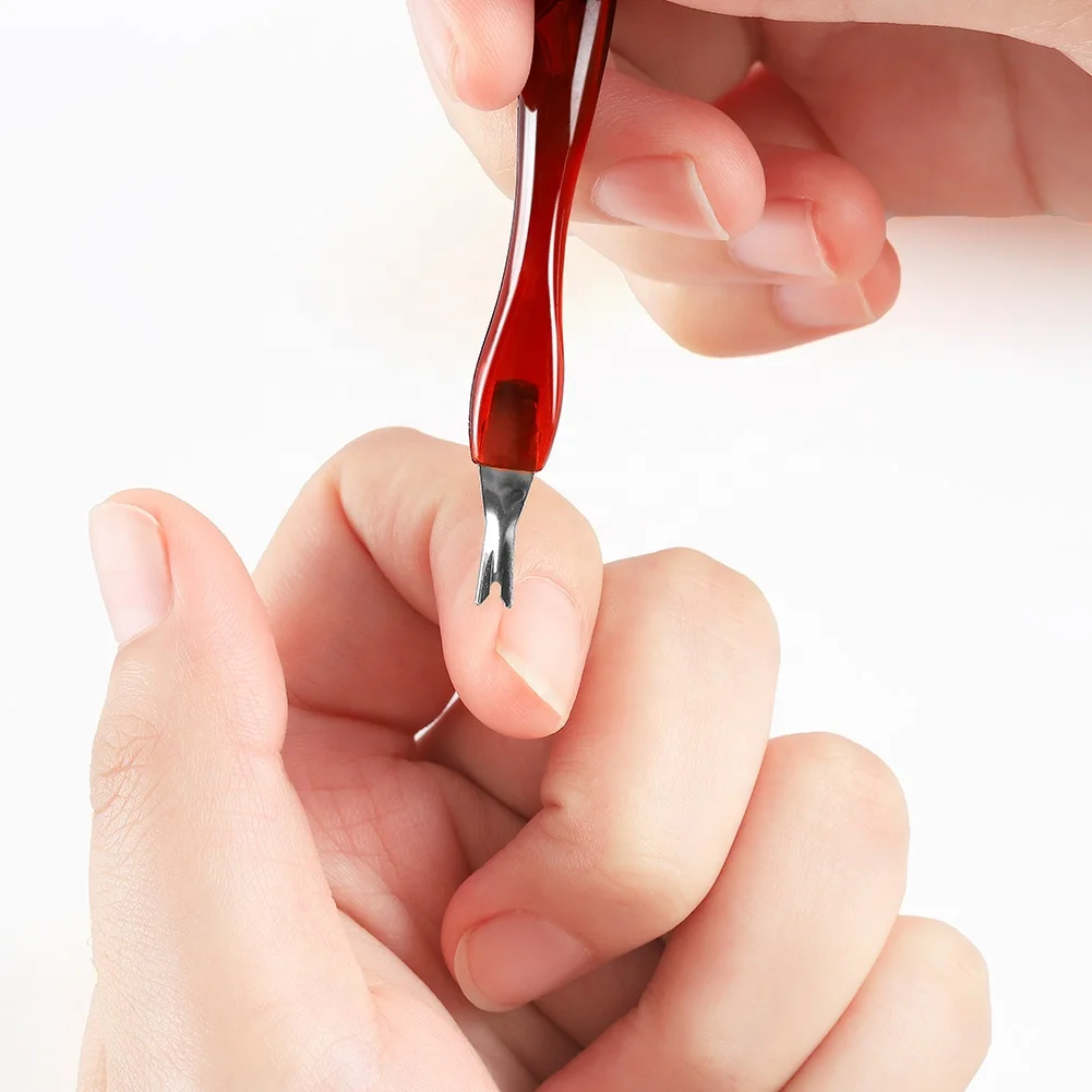 High Quality double-end nail cuticle fork remover manicure pedicure tool stainless steel cuticle cutters clipper scissors dead skin sample