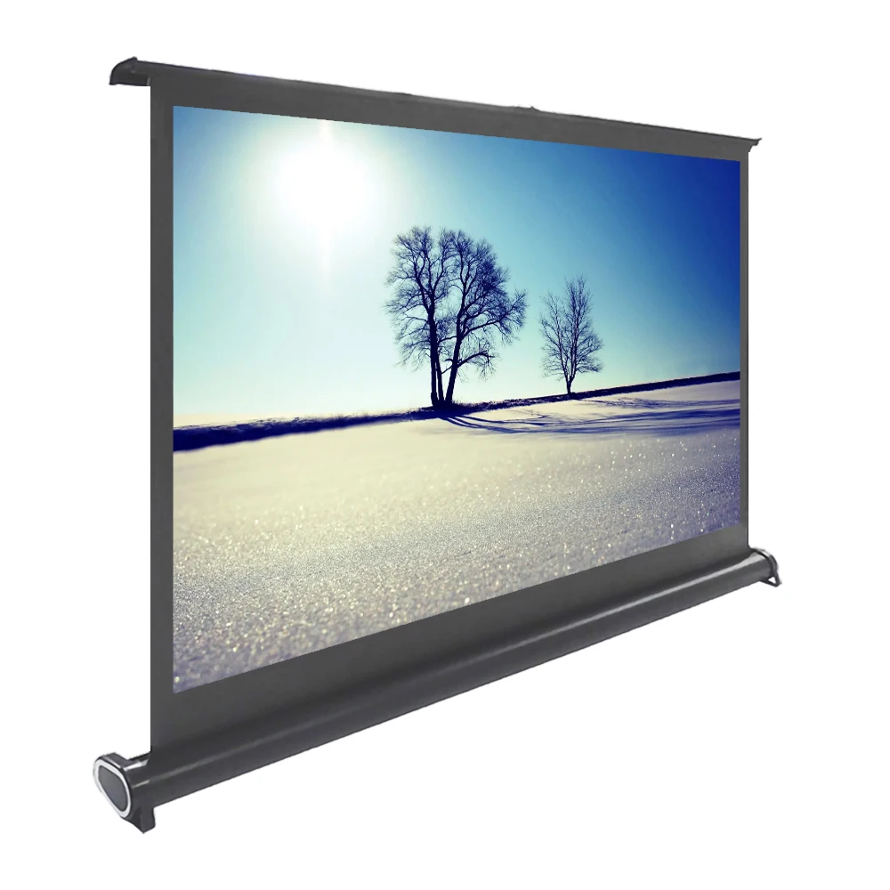 Factory direct selling 40 inch mini portable foldable mobile table projection screen /desktop projection screen