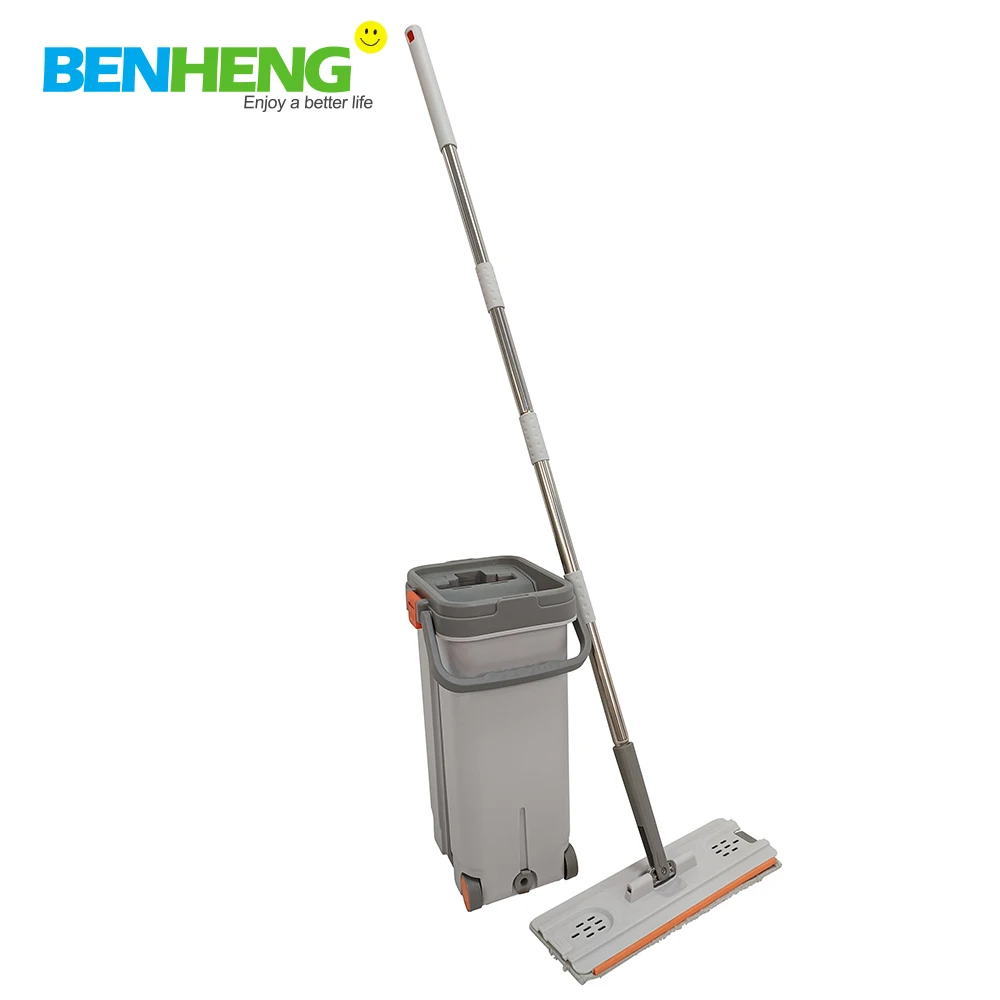 big capacity bucket handsfree smart mifcrofiber flat mop with bucket