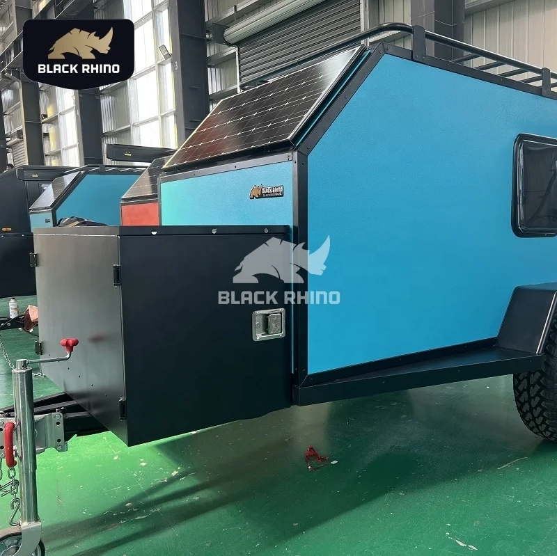 Low Price Off Road Camp Trailer Black Rhino Camper Caravan For Camp With Additional Awning