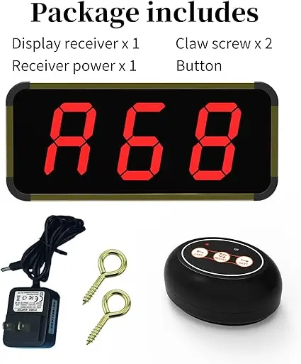 Queue Manage System 1 signal receiver show 3-digit number  1 Next Calling button Number Waiting Area for indicate customer