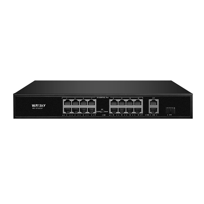 16 портов POE 100 м RJ45 + 2*10/100/1000 м RJ-45 + 1 гигабит SFP порт POE сетевой коммутатор