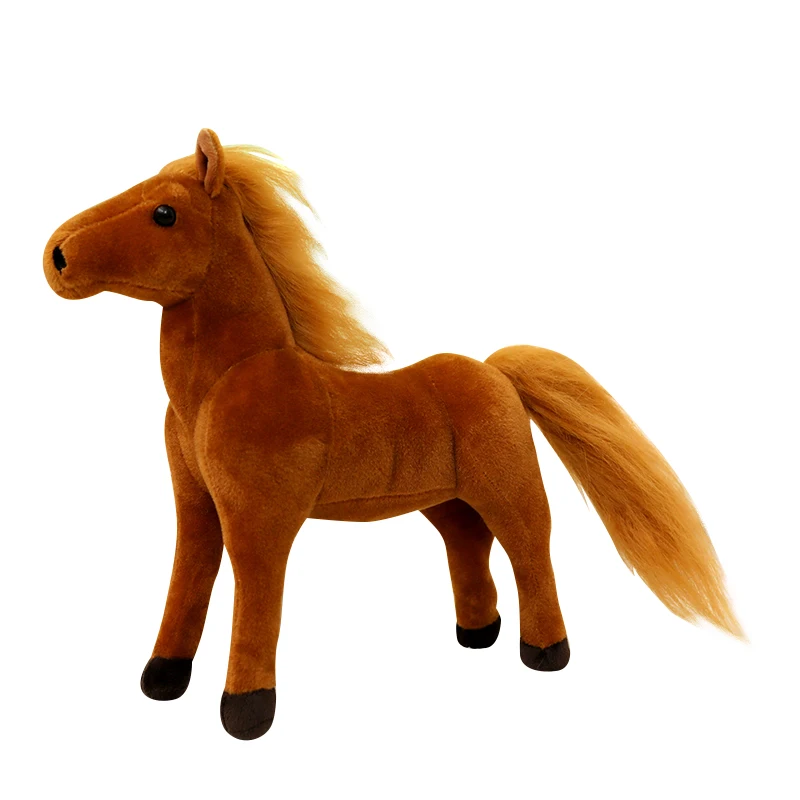 Super soft 4 colors standing plush horse toy simulation horse stuffed animal toys lifelike horse plush toy gift