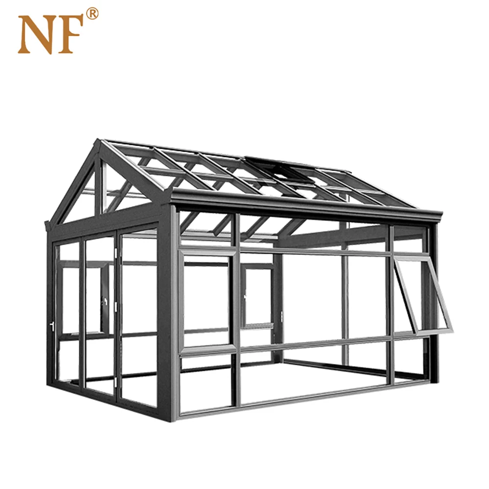 Prefabricate aluminium glass house/sunroom/greenhouse/conservatory hurricane proof