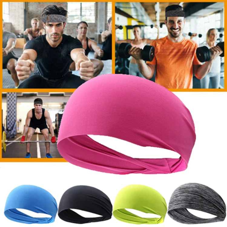 Factory Custom Logo Print Elastic Hair Band Women Men Absorption Sweat Polyester Football Basketball Running Yoga Sport Headband