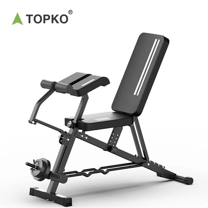 TOPKO gym equipment fitness adjustable bench folding commercial dumbbell weightslifting training bench for most people