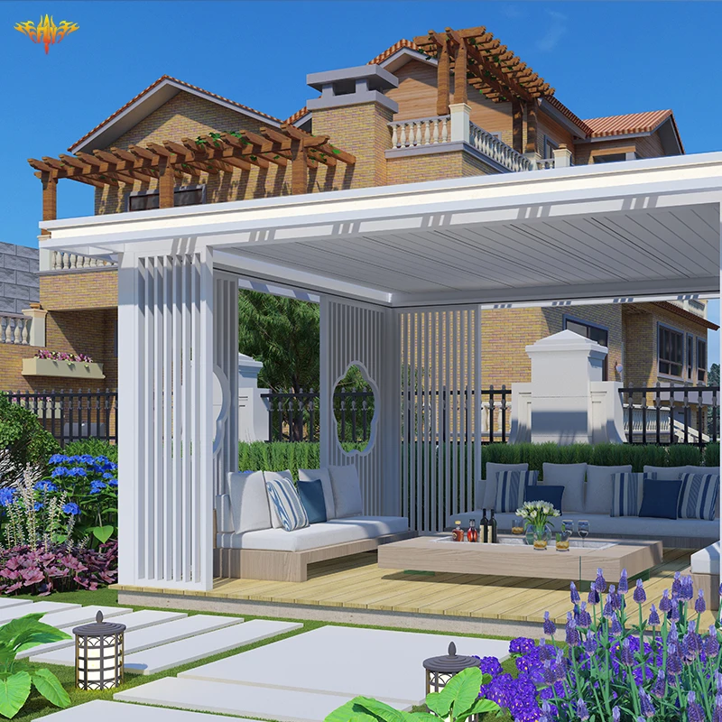 Outdoor Factory Supplying Modern New Design Aluminium Awning Gazebos Pergola with led light custom aluminium pergola