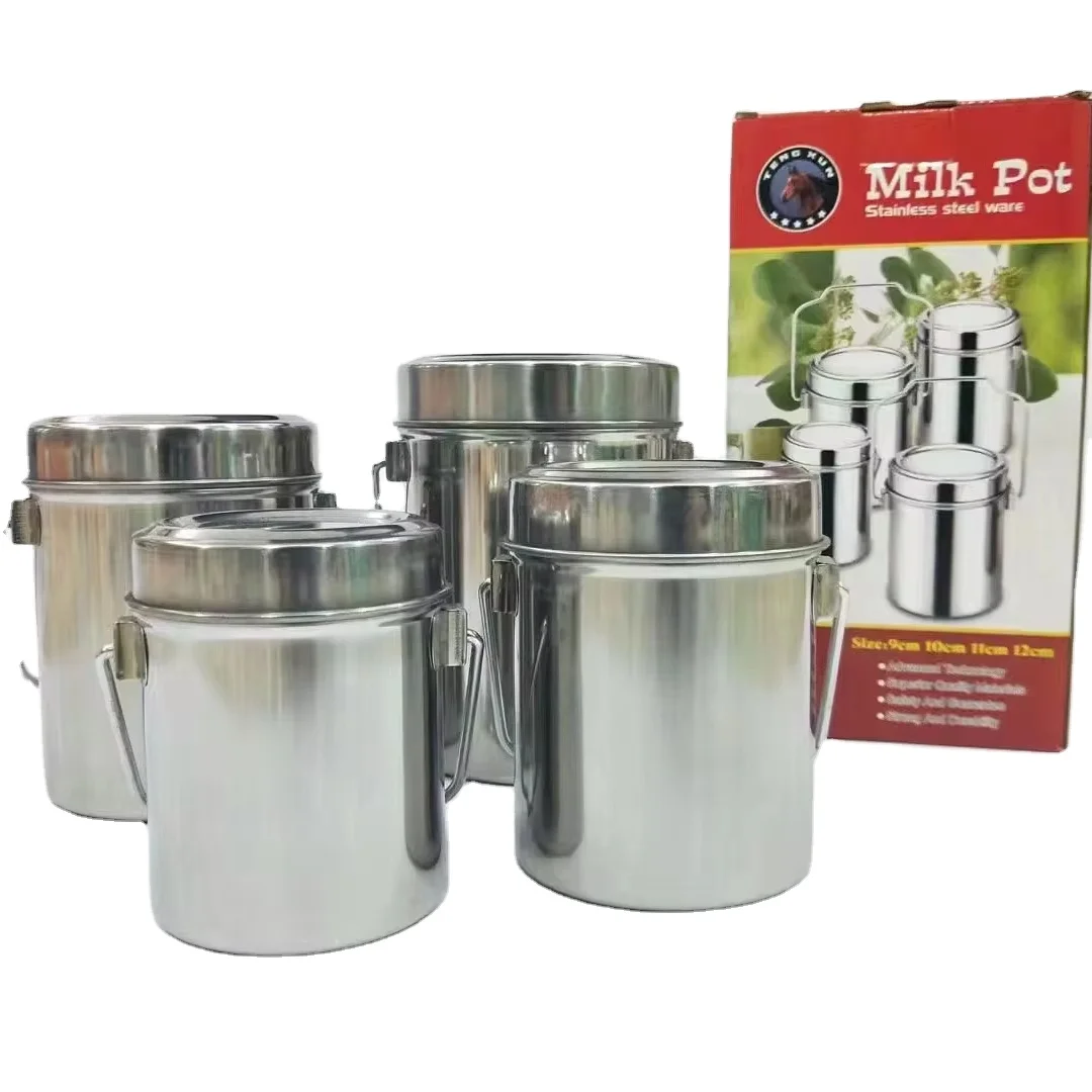 Wholesale Large Capacity 4pcs Milk Pot Sets 9+10+11+12cm600ML 900ML 1.2L 1.6L dia Milk Bucket