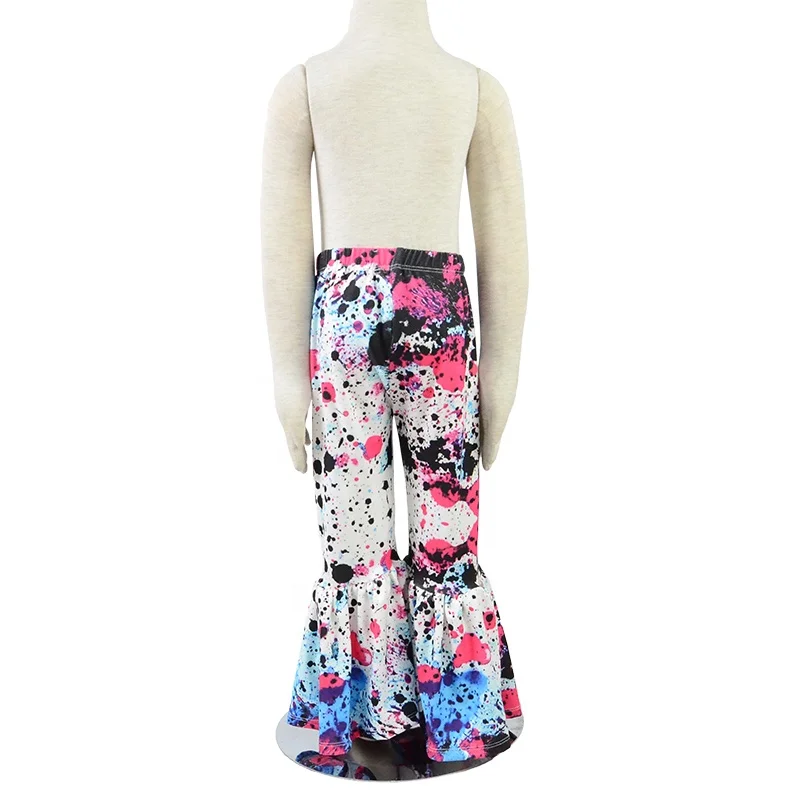 
Spring Kids splater Flare Pants Girls Wide Legging Pants For Girls Trousers boutique Baby Kids Bell Bottoms 