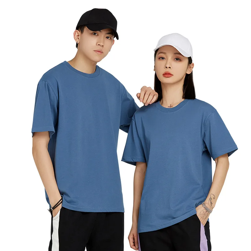 clothes factory wholesale custom high quality anti fouling breathable  unisex couple  round neck short sleeve tee