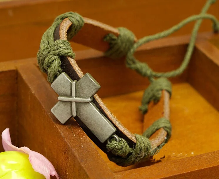 Новый модный кожаный браслет с крестом для мужчин и женщин христианские религиозные Винтажные Ювелирные изделия браслеты лидер продаж