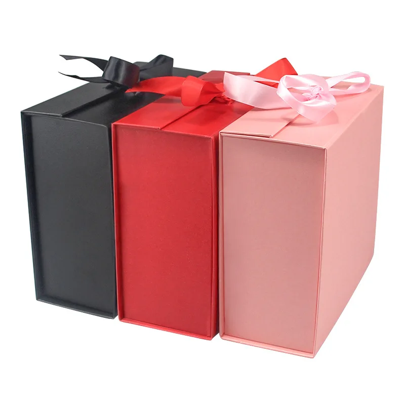 Pink Large Gift Box With Lid Bridesmaid Proposal Hard Collapsible Gift Box With Magnetic Closure Ribbon Gift Box Packaging