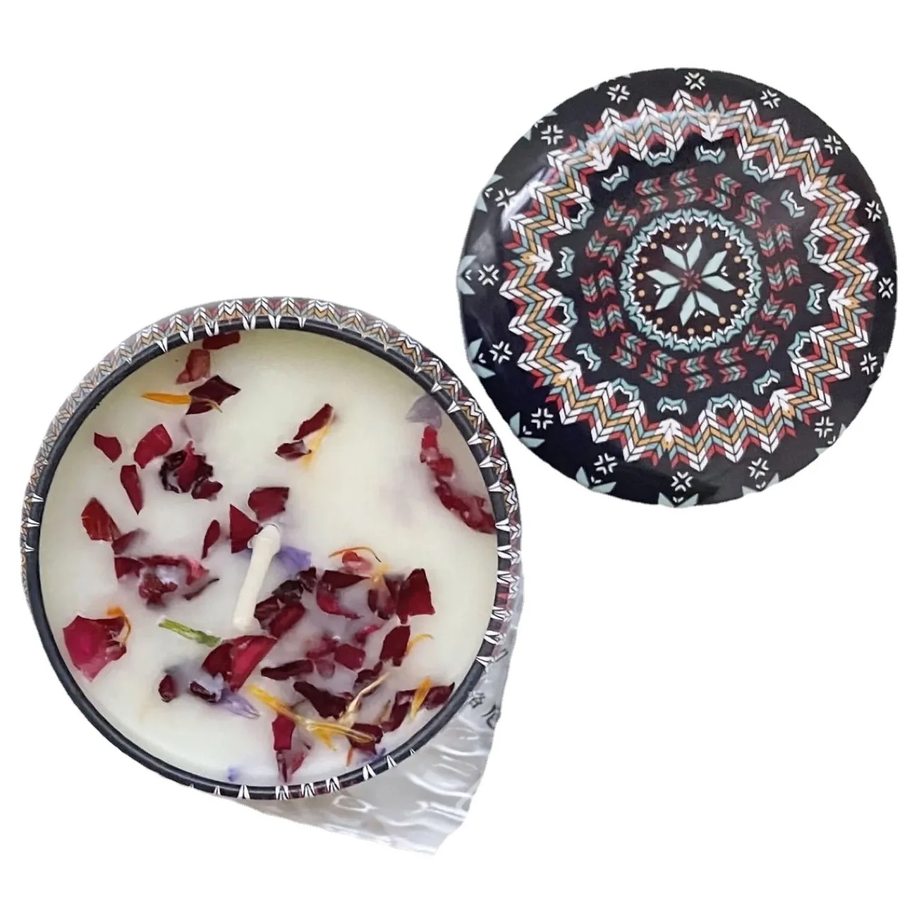 Vintage Ethnic Soy Wax Dried Flower Scented Candles Fragrant Scented Candles for Party Wedding Gift for Home