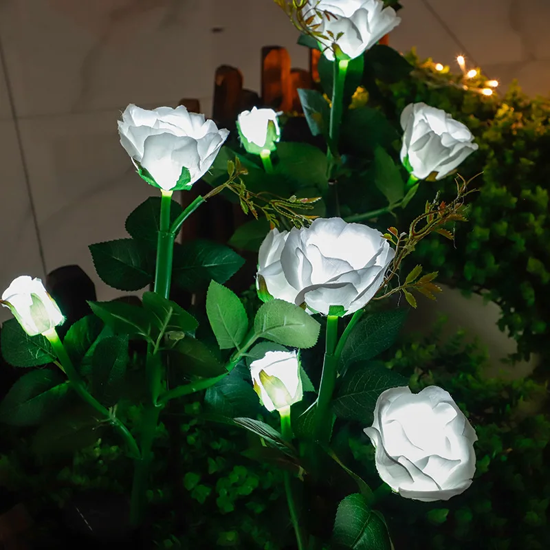 Solar Powered Rose Lights 3LED lights illuminating Garden Lawn Cemetery Trail Decoration Lighting