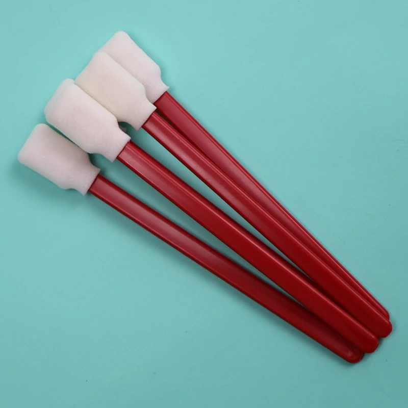 707 Lint Free Open-cell Rectangle Sponge Stick Red Handle Car Cleaning Foam Swab Stick Cotton Bud
