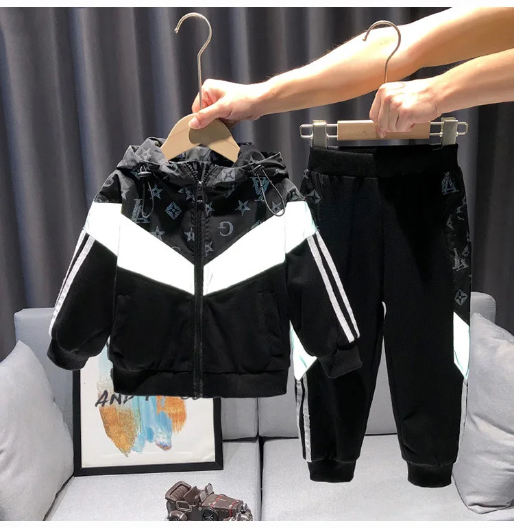 Fall Children Wear Fashion Sports Wear Boys Clothing Sets Hooded Jacket Pants 2Pcs Kids Clothing