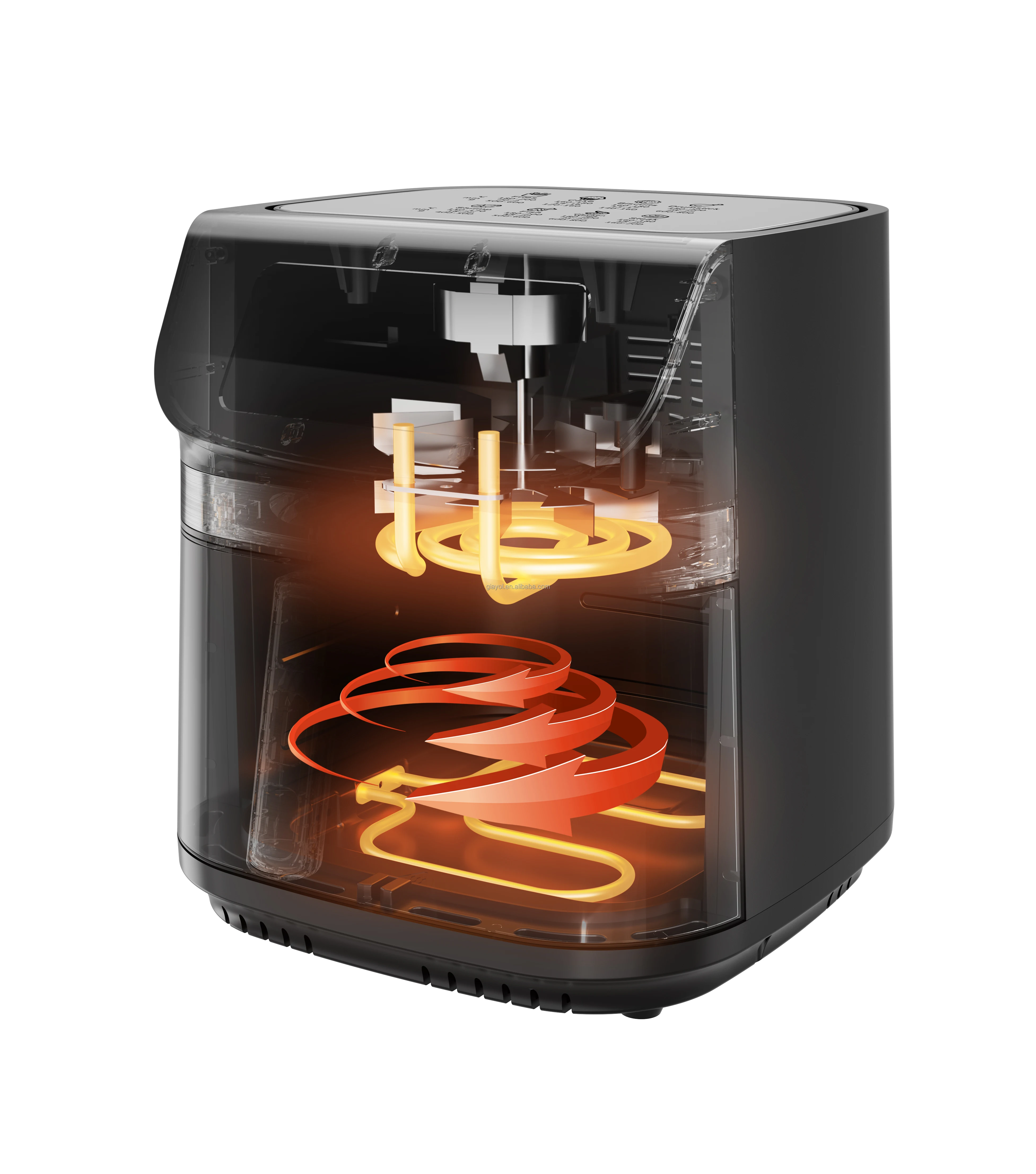 2024  8L 10L Stainless Steel Housing Digital visible Air Fryer with Non-stick Cooking pan two heating Air fryer toaster oven