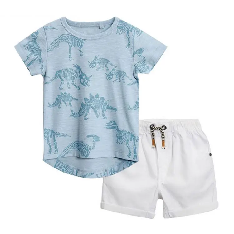 
Custom Children Comfortable and Breathable Garment Boutique Clothing Set Wholesale OEM Boys Summer Clothes T-Shirt Shorts Set 