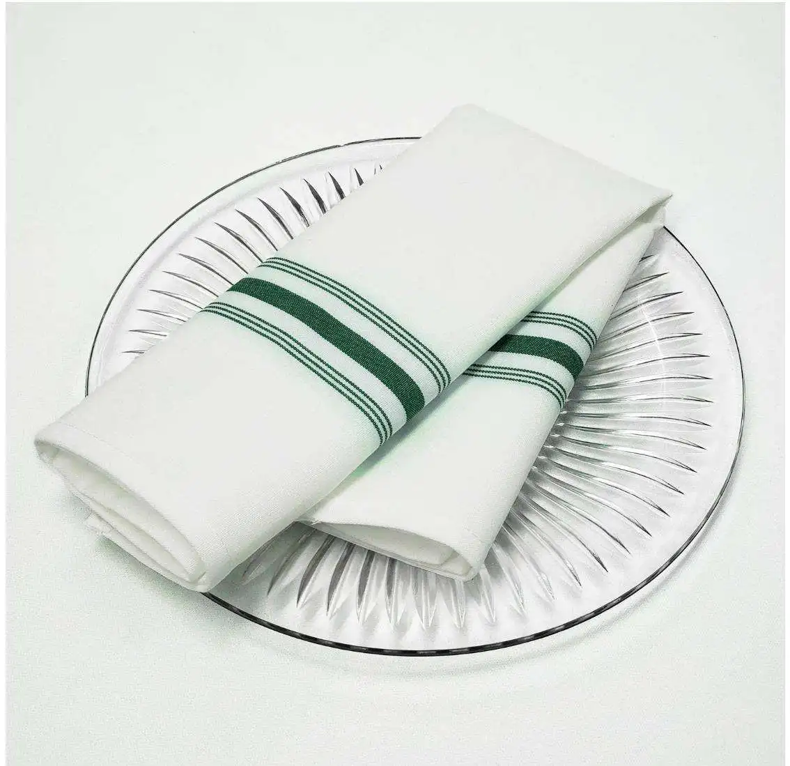 18*22inch Green French Stripes Bistro Dinner Absorbent Washable Professional Restaurant High Quality Table Linen Cloth Napkin